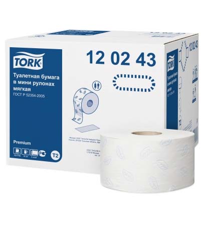 T2 Туалетная бумага в мини-рулонах 170м мягкая Премиум Тellus 120243