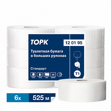 T1 Туалетная бумага в больших  рулонах 525м Стандарт Toрk 120195