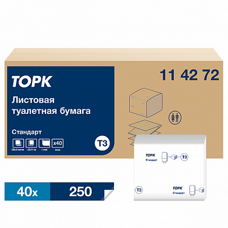 T3 Туалетная бумага листовая Стандарт 1слойная Тellus 114272