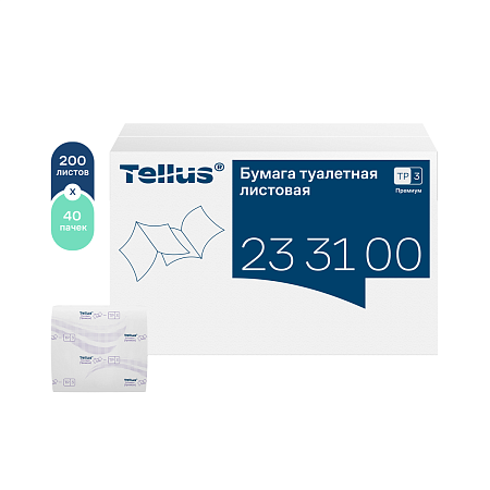 TP3 Туалетная бумага листовая Премиум 2слойная Тellus 233100
