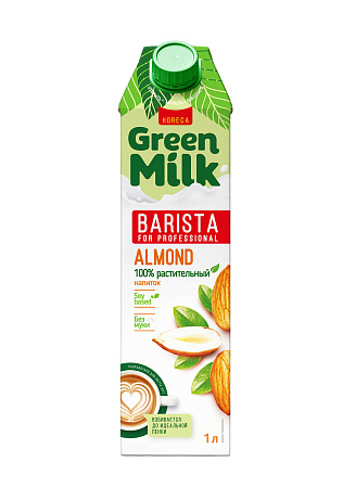 Напиток безалкогольный на соевой основе Миндаль Barista 1л Green Milk Россия 