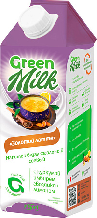 Напиток безалкогольный на соевой основе Золотой латте 0,75л Green Milk Россия 