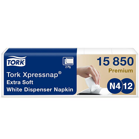 N4 Салфетки диспенсерные Premium 2-слойные (21,6*16,5) 200л 5пачек в упаковке Tork 15850