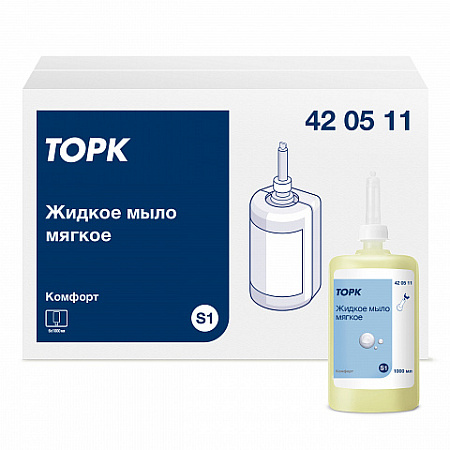 S1 Мыло жидкое мягкое 1л Комфорт (однораз. клапан) Торк 420511