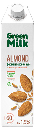 Напиток безалкогольный на соевой основе Миндаль Barista 1л Green Milk Россия 