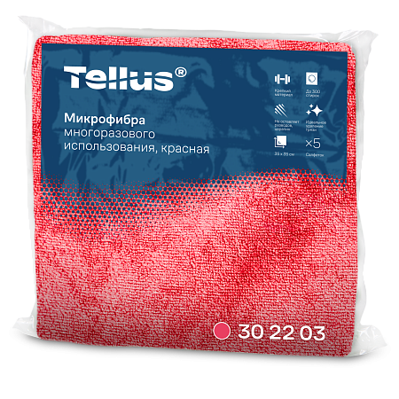 Микрофибра многоразового использования, красный 5 листов в пачке Tellus 302203