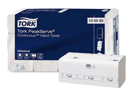 H5 Полотенца листовые с непрерывной подачей 410 л 1-слойные Стандарт PeakServe Tорк 100585