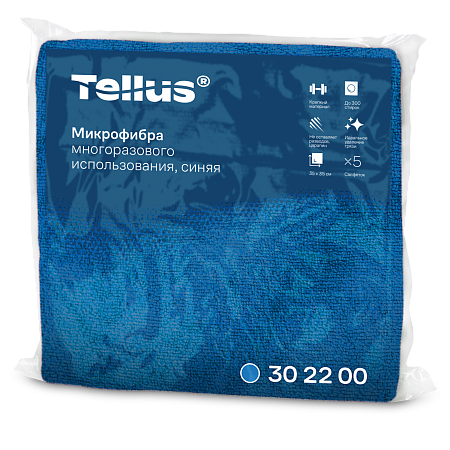 Микрофибра многоразового использования, синий 5 листов в пачке Tellus 302200