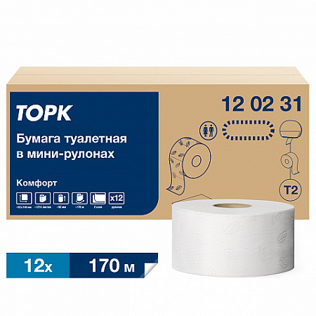 T2 Туалетная бумага в мини-рулонах 170м Комфорт Tellus 120231